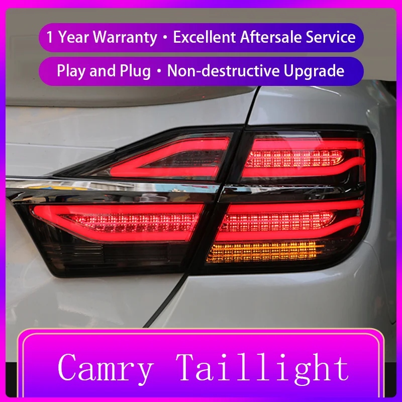 2 PCS Auto Car Lights For Toyota Camry 2015-2017 Tail Lamp New Dynamic Highlight DRL Taillight LED Turn Signal Tool Accessories