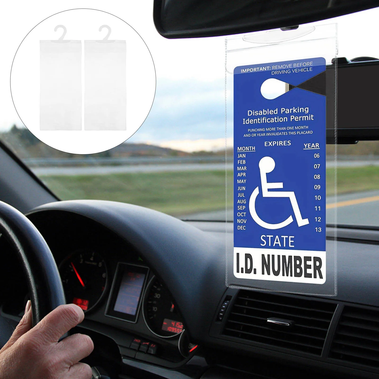 

2Pcs Transparent Disabled Parking Permit Holder Large Capacity Multifunctional Car Display Case Handicap Placard Holder