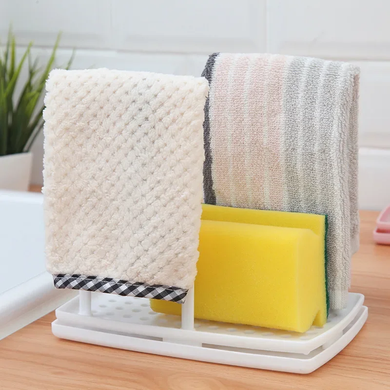 Kitchen Desktop Rag Rack Multi-Function Dish Cloth Drain Free Punching Sponge Soap Shelf Storage Holders Racks dish drainer