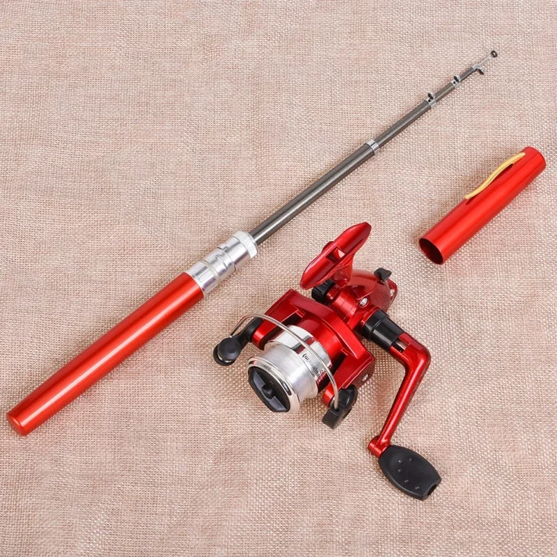 

1M Telescopic Mini Portable Pocket Pen Casting Fishing Rod Carbon Reel Aluminum Alloy Spinning Ultralight Feeder Fish Pole