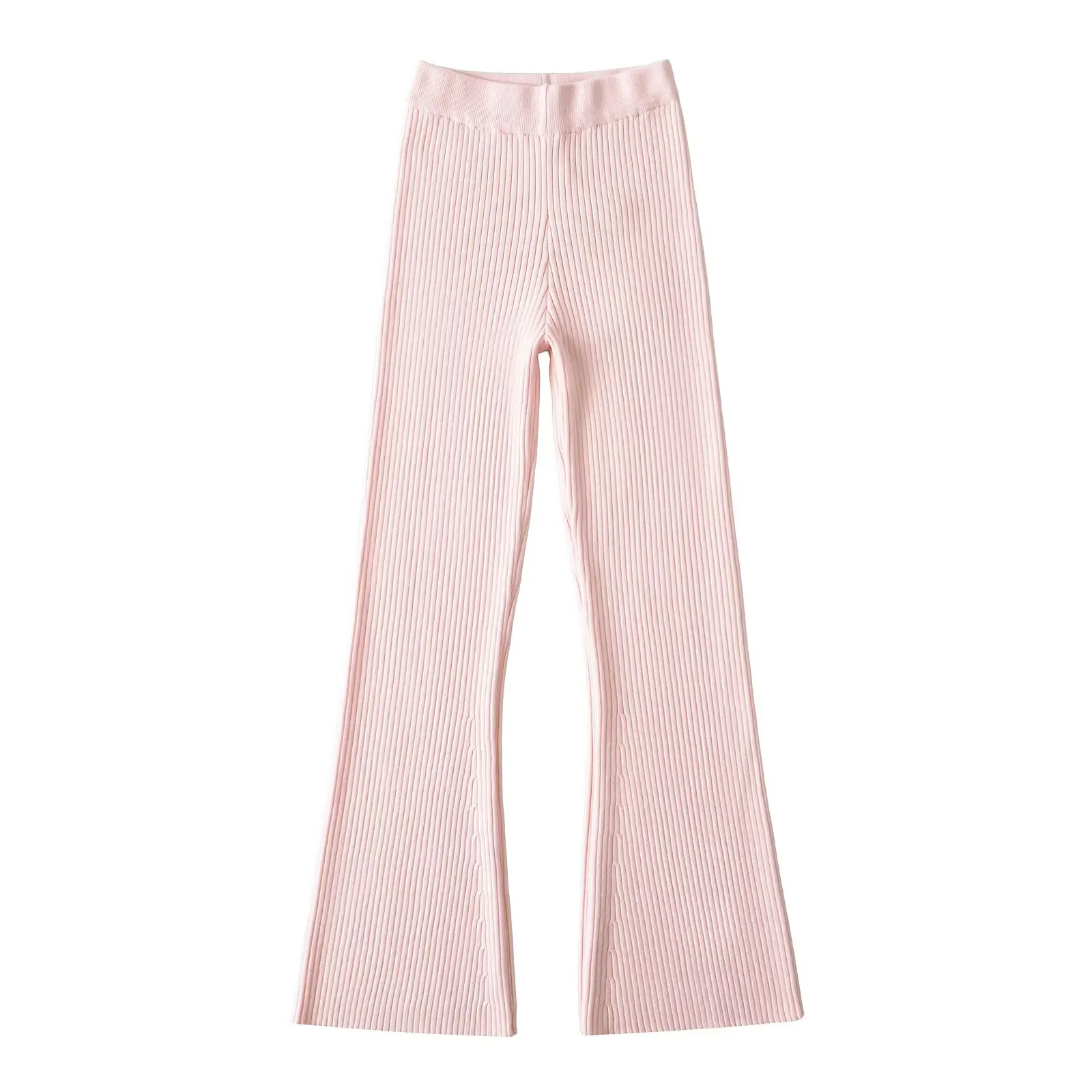 Pantaloni svasati a vita alta Street Sle Pantaloni casual a gamba larga lavorati a maglia da donna Pantaloni lunghi dimagranti elastici primaverili