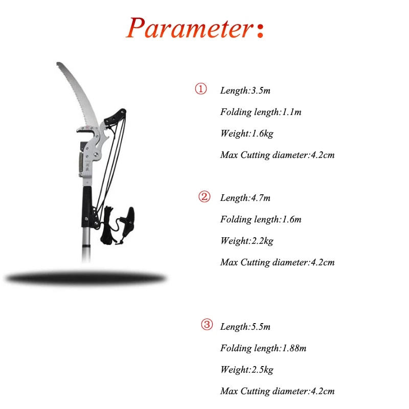 مقصات تشذيب عالية الارتفاعات مقصات تشذيب تلسكوبية مع مقص قطر القطع 4.2 سنتيمتر أدوات الحدائق لتقليم الأشجار 1 قطعة