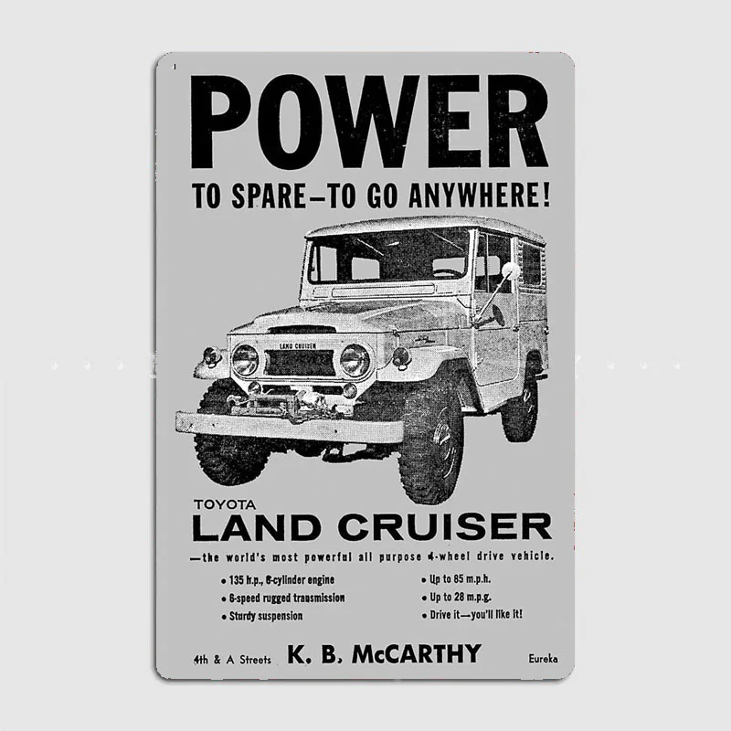 Retro Land Cruiser Metal Plaque Poster Retro Custom Automobile Club Wall Art Pub Tin Sign Vintage Home Room Decor