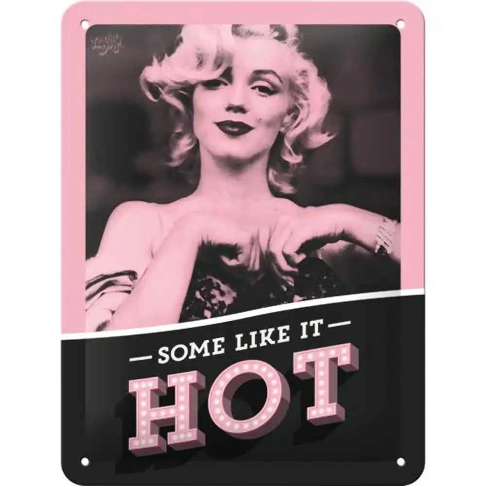 لافتة قصدير ريترو فنية للحنين - مارلين - Some Like It Hot - فكرة هدية لمحبي الأفلام، 15 × 20 سم، تصميم عتيق لتزيين الحائط #1