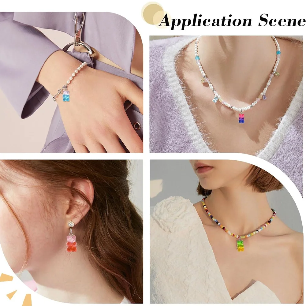 DW82 10Pcs Dual Color Resin Bear Shaped Pendant, Suitable for DIY Bracelets, Necklaces, Earrings, Keychains, Jewelry Making view 6