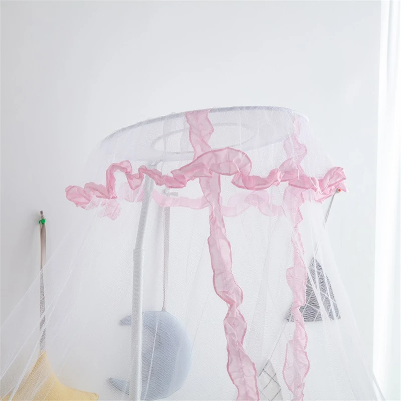 Auto-standing bebê berço cama tenda verão pendurado cúpula bebê mosquito net princesa menina decoração do quarto poliéster malha crianças dossel tenda