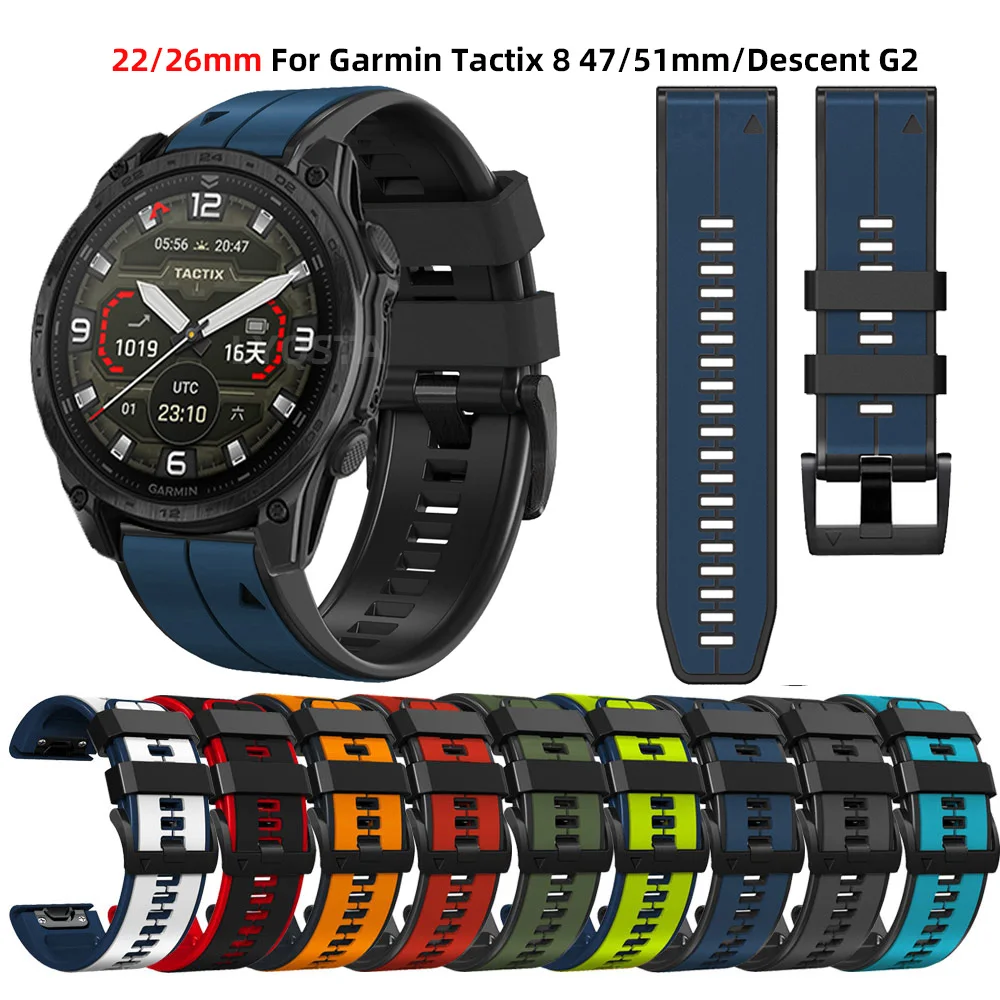 22 مللي متر 26 مللي متر حزام ساعة سيليكون ل Garmin Tactix 8 47 مللي متر 51 مللي متر Fenix 8 7 7X Pro 5X 6 6X Pro إندورو 3 Smartwatch معصمه سوار