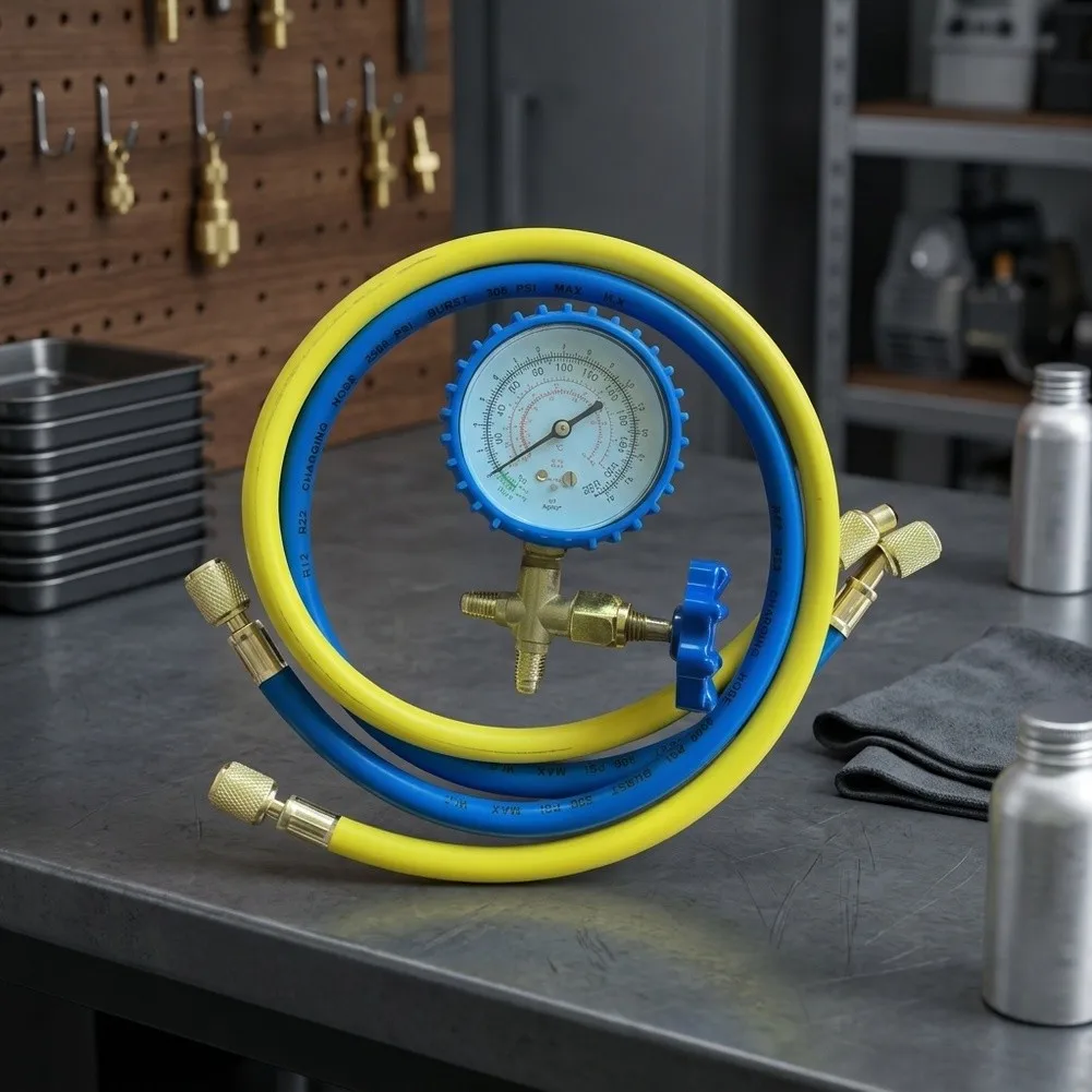 2pcs Plastic Brass Manifold Gauge Set R22 R404a For HVAC Refrigeration System Cooling Charging And Maintenance Tool Kit