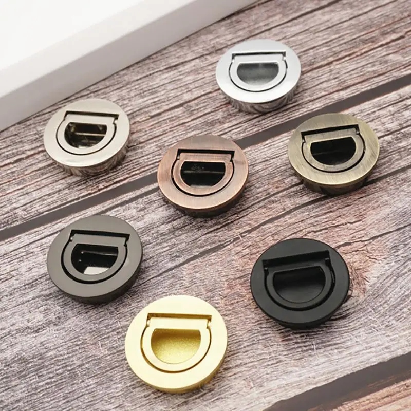 Zinc Alloy Round Flush Pull Ring Handle, 40mm, 42mm, Hidden Recessed Furniture Handle, Cabinet Flush Mount Lifting Ring Handle