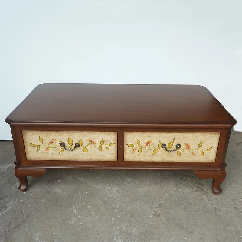 Cuatro mesas de centro, muebles de almacenamiento rectangulares pintados antiguos para sala de estar, café de almacenamiento americano