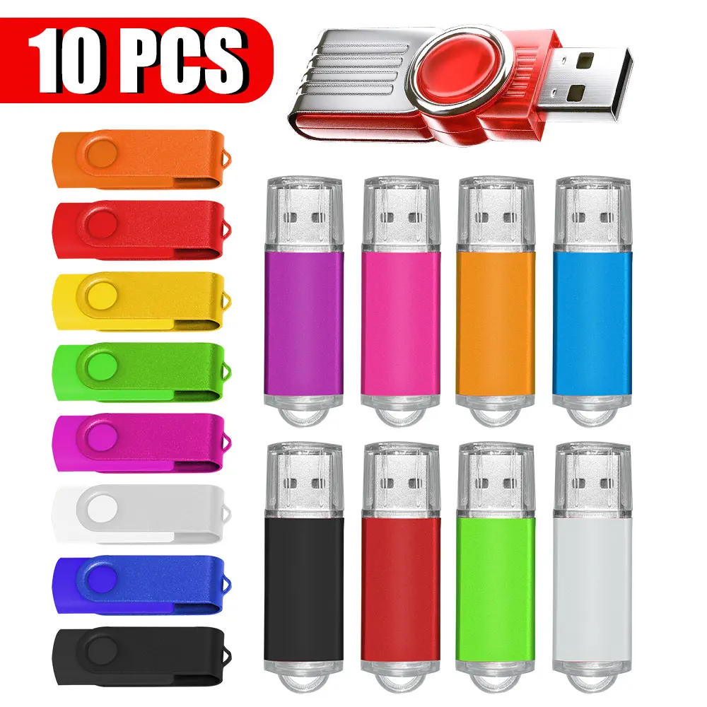 

10 шт./лот, вращающийся мини-USB-флеш-накопитель 16 ГБ, флешка с бесплатным нанесением логотипа, 64 ГБ, серебристый металлический USB-накопитель, 32 ГБ, 100% реальная емкость, U-диск