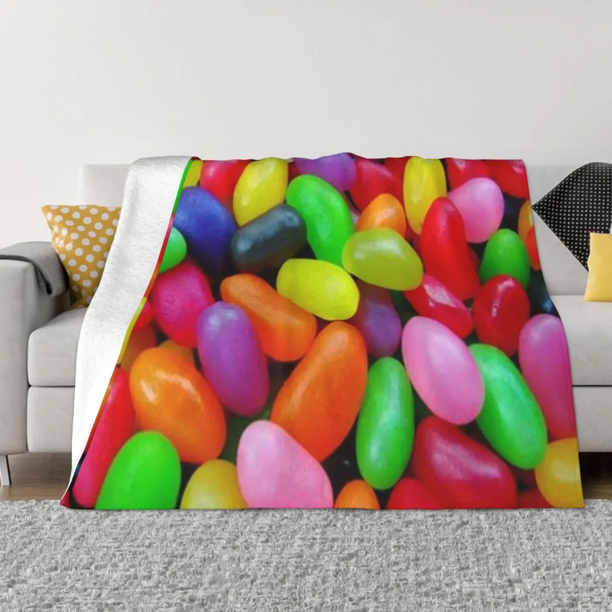 

Jelly Beans Sweets Candy Blanket Coral Fleece Plush Autumn/Winter Multifunction Soft Throw Blanket Bed Outdoor Plush Thin Quilt