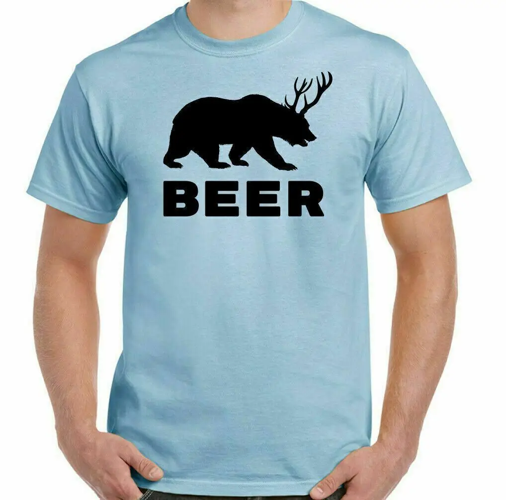 Beer Bear Mens Funny T-Shirt Alcohol Humour Larger Party BBQ Top Hunting Drinks