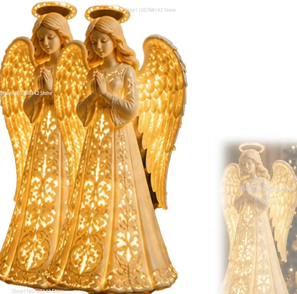 Christmas Angel Blessing Wall Light, Starglow Cascading Christmas Angel with Glowing Stars Holiday Decor for Bedroom Home
