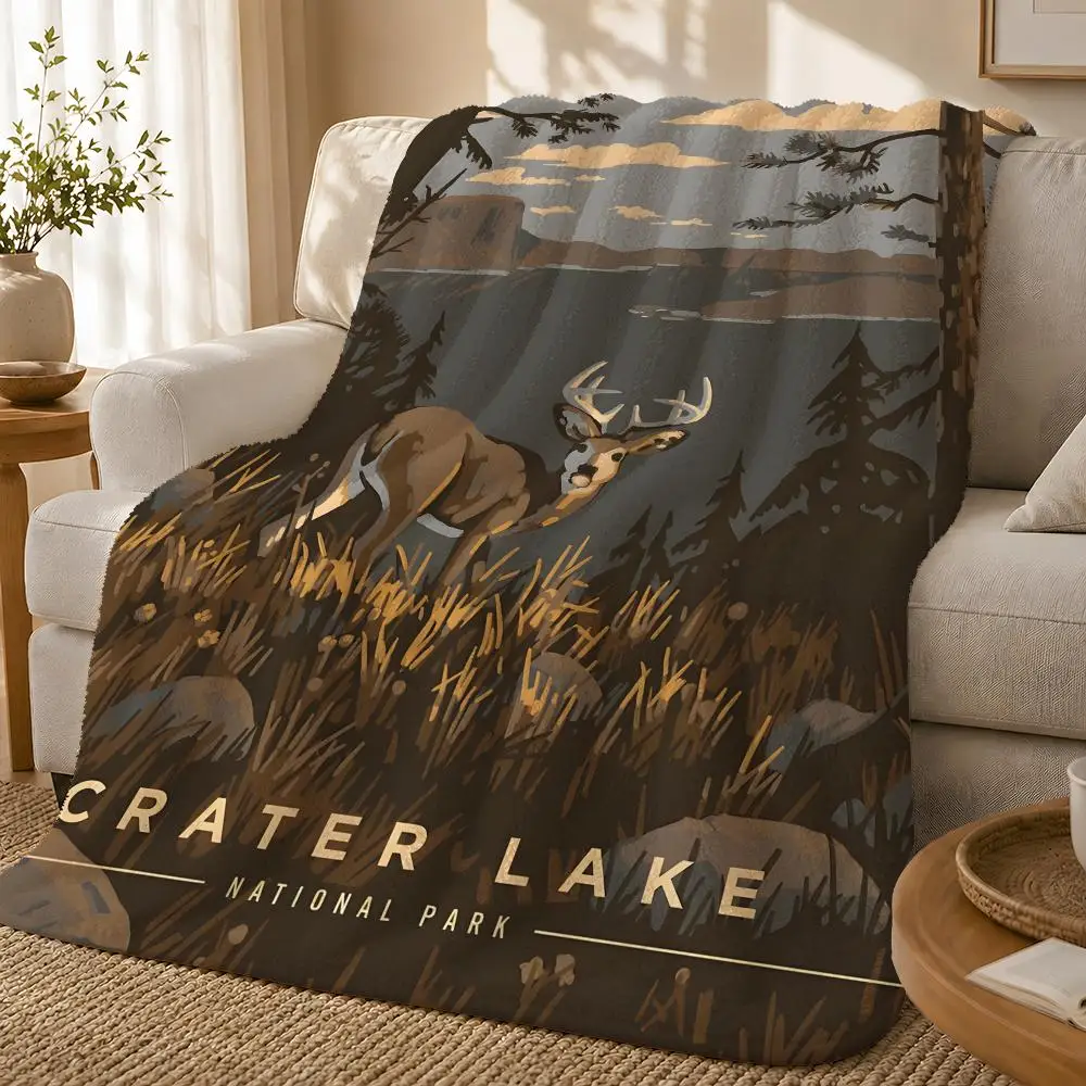 Glacier National Park Throw 1pc Flannel Blanket Soft Lightweight Warm Cozy For Bedroom Sofa Bed