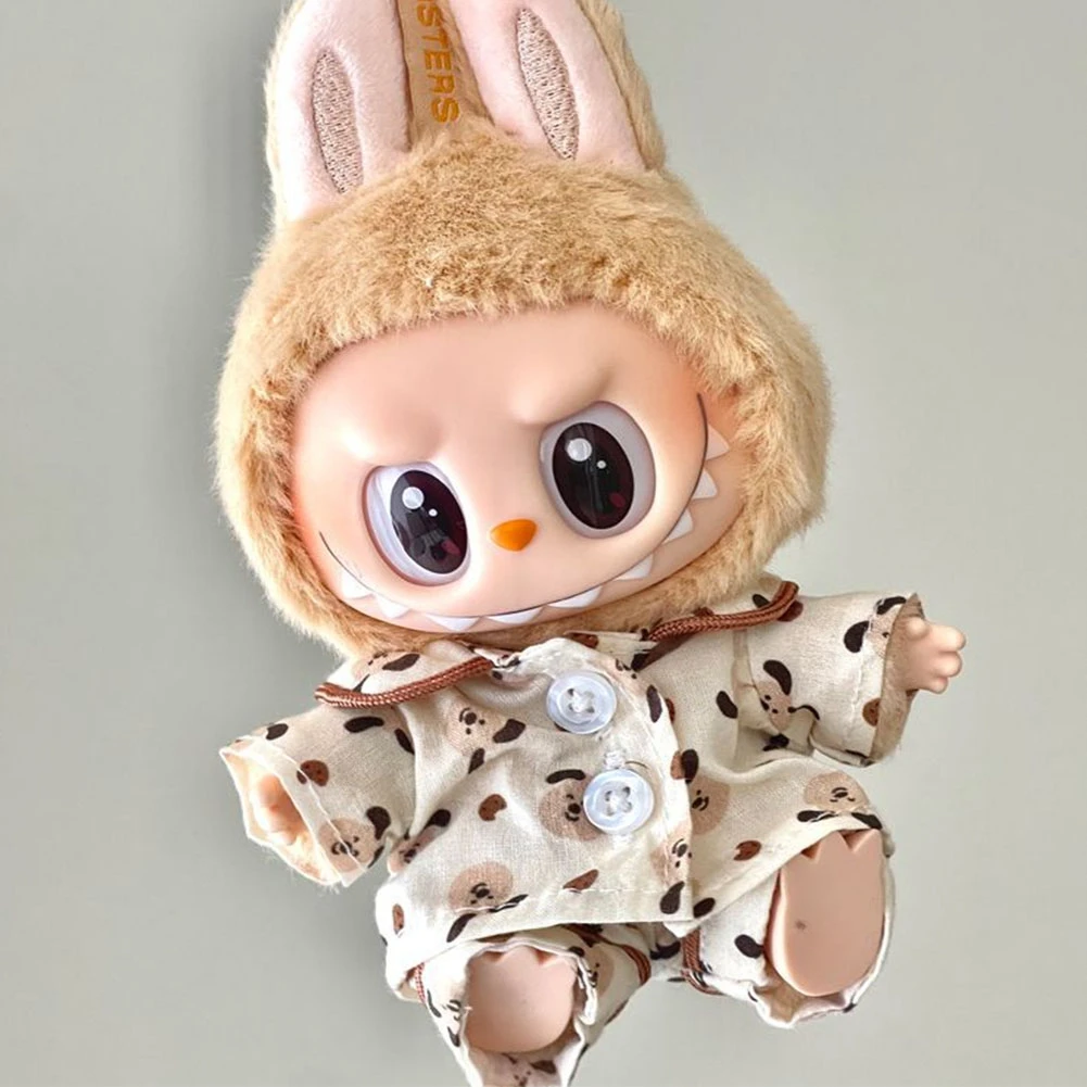 For 38cm/17cm Labubu outfit Spring Autumn Pajama Set Exquisite Doll Clothes Set Dolls Decoration Accessories