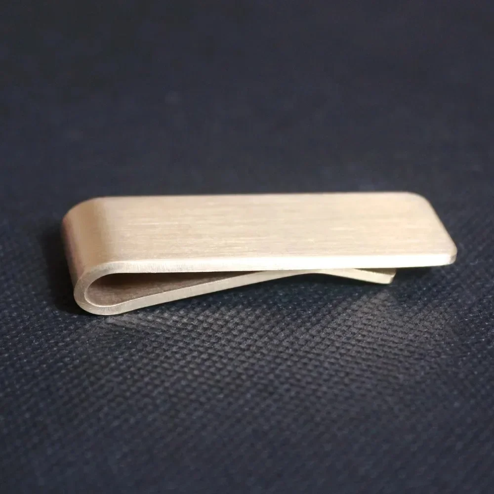 Cartera con Clip para billetes de latón macizo Vintage, 1,5mm de espesor, Metal, soporte con abrazadera para billetes, carpeta de tarjetas de crédito de identificación para hombre, Mini monedero