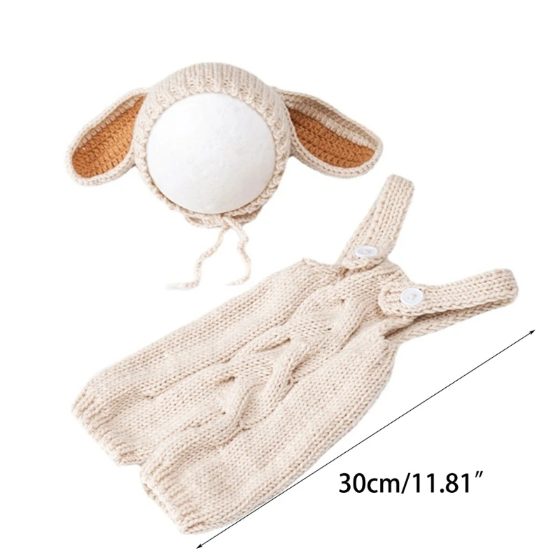 Baby Photo  Props Bunny Costume Romper Rabbit Hat Newborn Photo Props Photography Clothes Knitted Outfit 2PCS