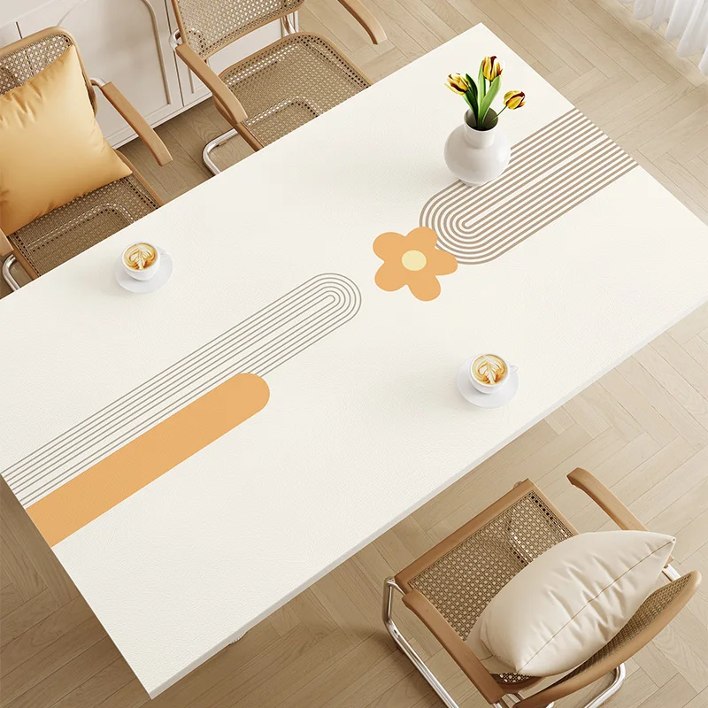 PU Leather Dining Table Mat, Cute Tablecloth, Waterproof, Oil Proof, Desk Cloth, Anti-scald, Insulated Kitchen Tabletop Protecti