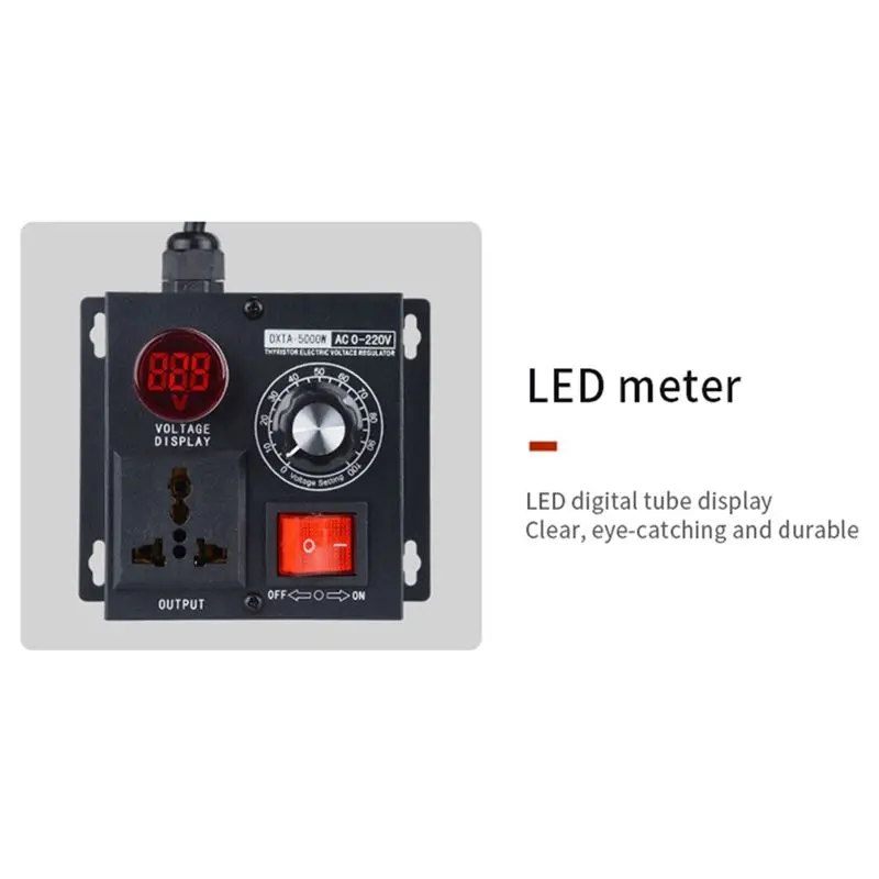 A01F-Variable Voltage Regulator 5000W Speed Temperature Light Voltage Uelatic Pressure Controller US Plug 3 Holes
