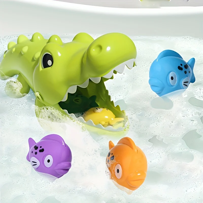 Children's Bathroom Water Play Toy, Big Crocodile Eating Little Fish Game, Creative and Educational Novelty