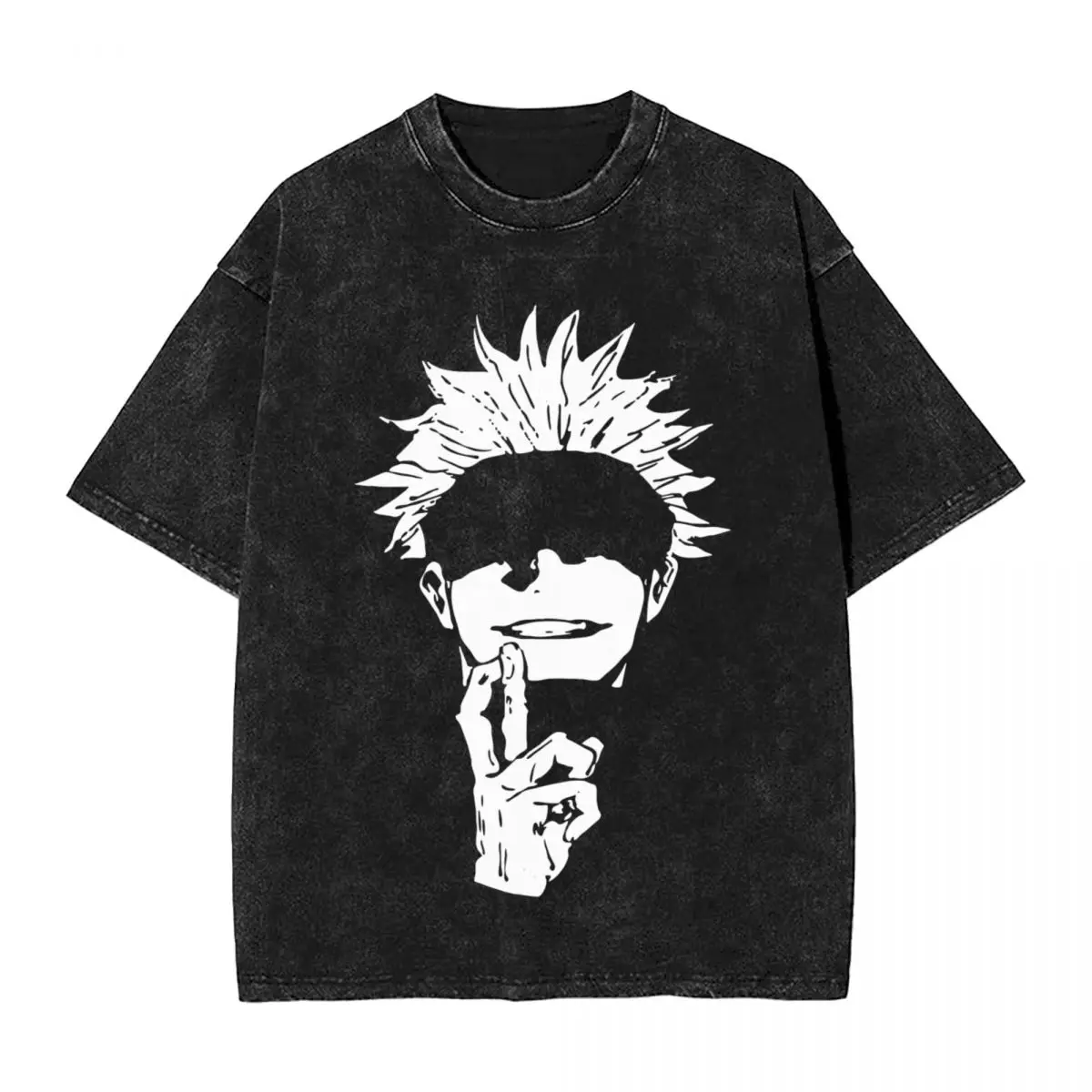 Washed T Shirts Gojo Sensei T-Shirts Oversize Anime Sorcery Fight Streetwear Short Sleeve Printed Tops Tops Tees for Men Women