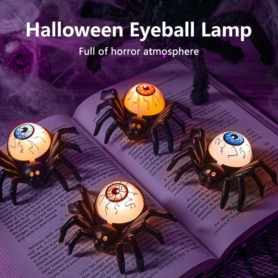 1/2/5pcs Halloween Eyeball Spider Light Ornament Glow Ghost Lights Horrific Light Festival Party Halloween Decoration Supplies