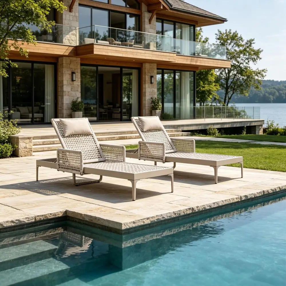 

2 Pieces Outdoor Chaise Lounge Set Rattan Wicker Lounger with Arms Poolside Furniture Adjustable Recliners Patio Lounge Chairs