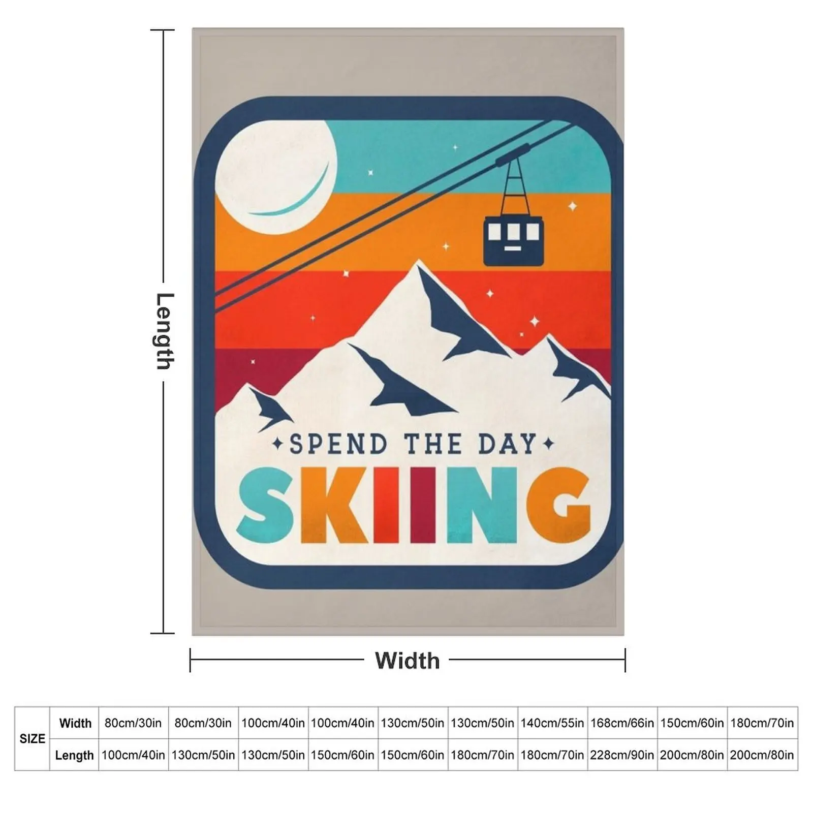 Spend The Day Skiing- Retro Ski Badge Throw Blanket Retros Multi-Purpose decorative Soft Big Blankets