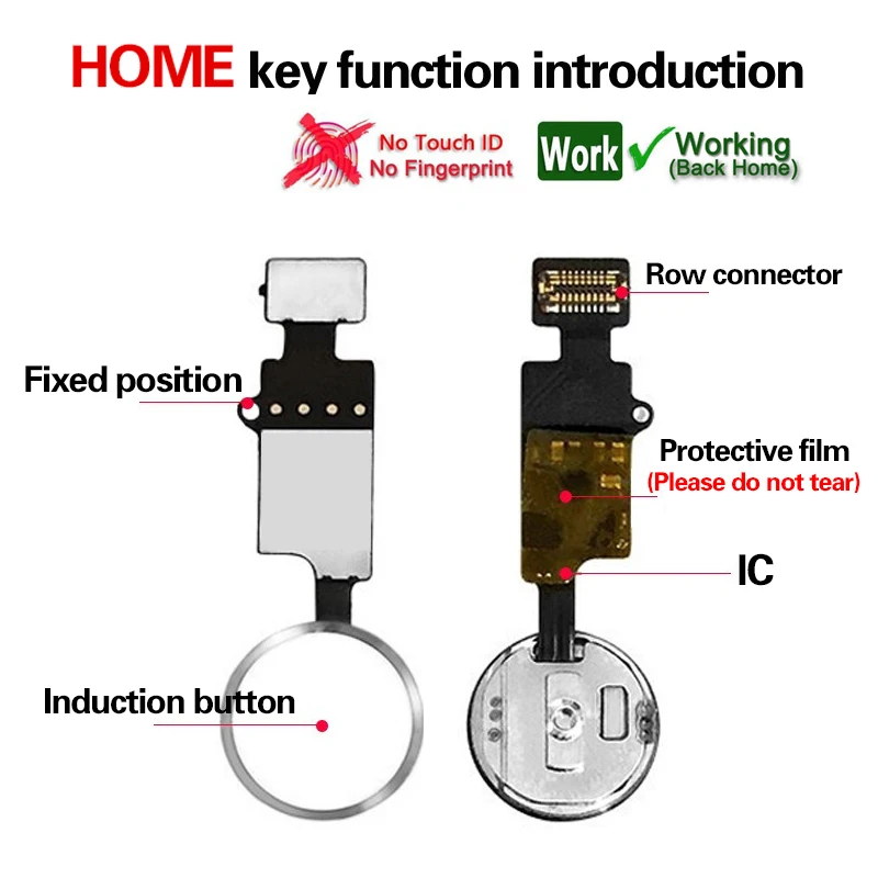 Home-Button Flex For iPhone 6 6PLUS 6S 7 8 Plus Return Back Home Button With Flex Cable Rubber Sticker No Touch ID Fingerprint