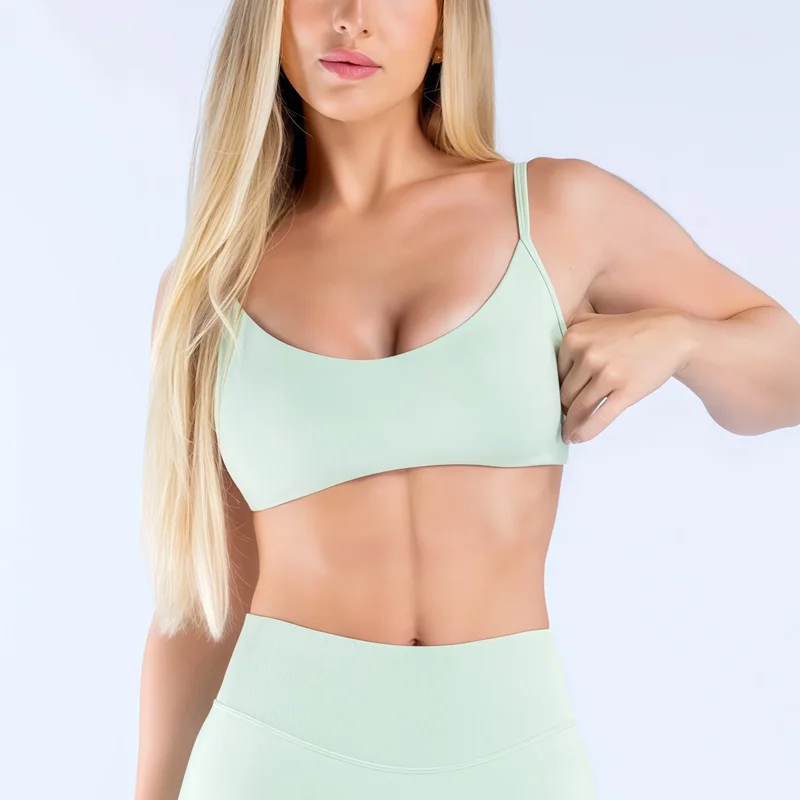 HISTELLO Impact Scoop Neck Bra Women Seamless Yoga Sports Underwear High Support Push-up Fitness Clothing Gym Running Crop Top