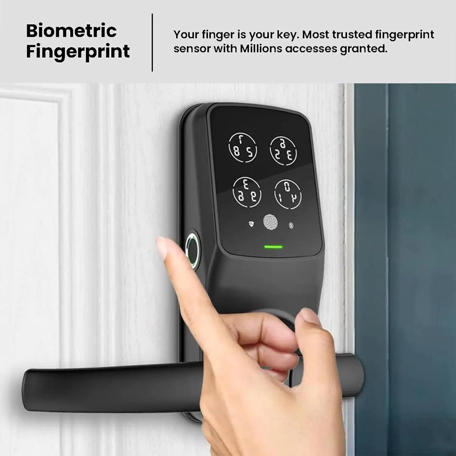 Cerradura de puerta inteligente Bluetooth, cerradura de puerta de entrada sin llave, sensor biométrico de huellas dactilares PIN 3D, automática