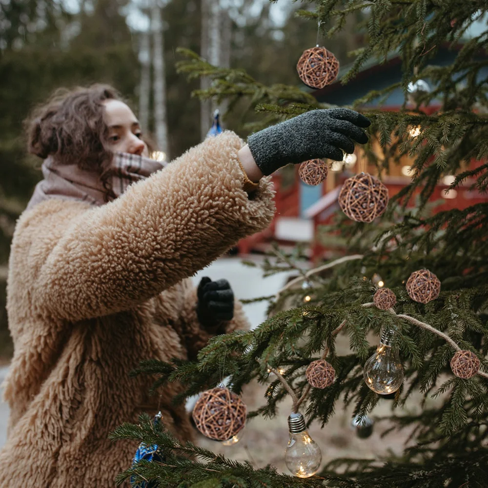 8/10/12/20CM wiklinowy kulki rattanowe DIY ręcznie tkane akcesoria kula bożonarodzeniowa wisząca kwiatowa kule dekoracyjne dekoracyjna wisząca