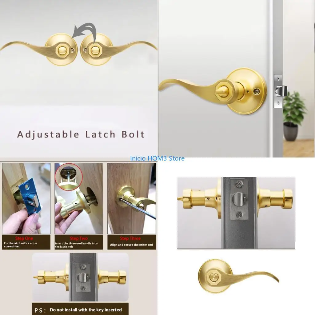 

A5YD Waved Pattern Passage Door Handle Hall Closet Door Ergonomic Levers Adjustable Latches Easy Installation