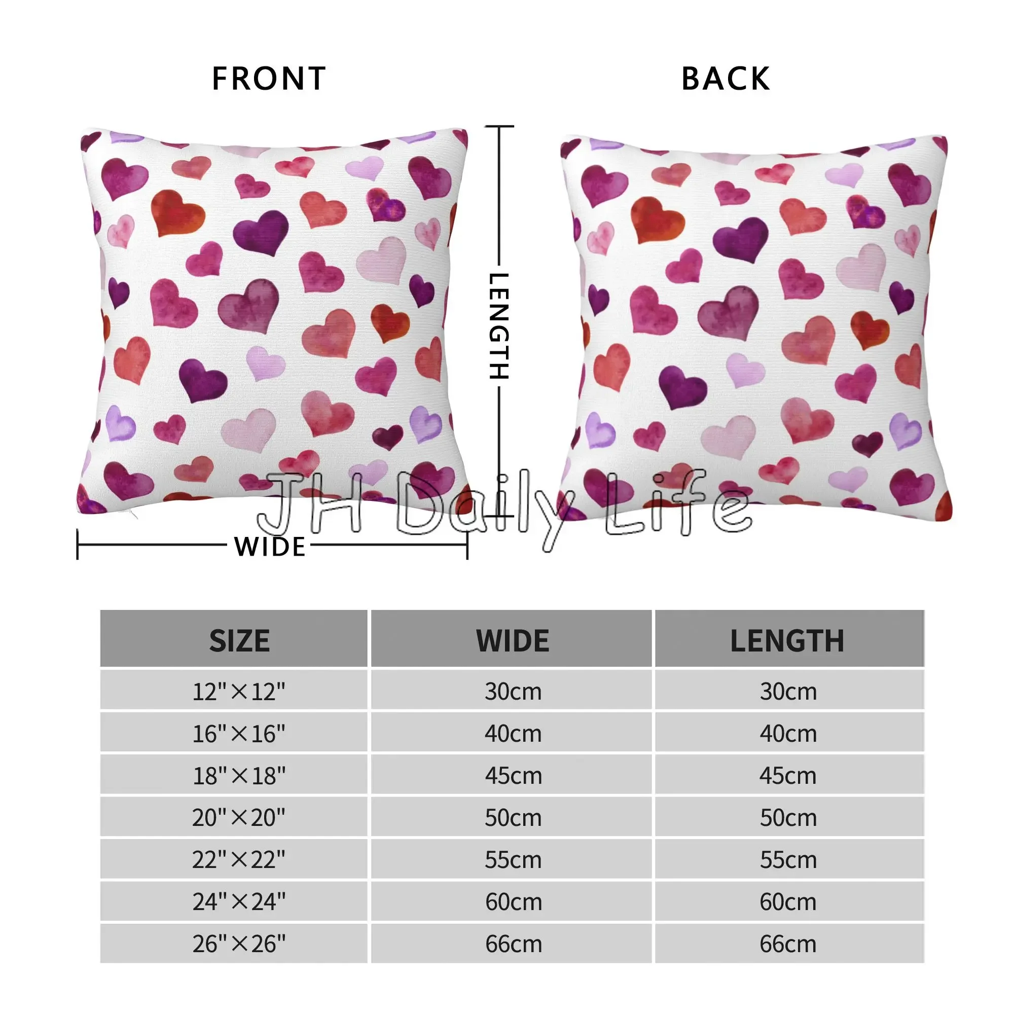 Red Pink Love Heart Pillow Case Home Sofa Bed Decor Pillow Cover Cushion Cover Square Pillowcase 18x18 Inch Valentine\'s Day Gift