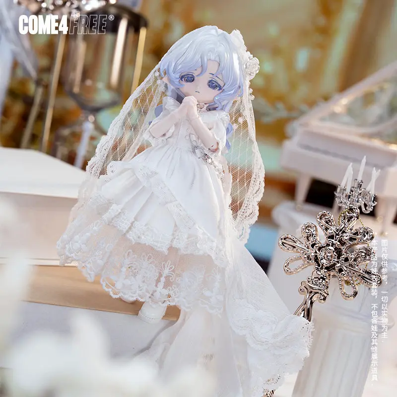 

Come4free 1/12 Bjd Ob11 Doll Clothes Outfit Fairy Tale Series White Lace Wedding Dress Set Display Only Clothes No Doll