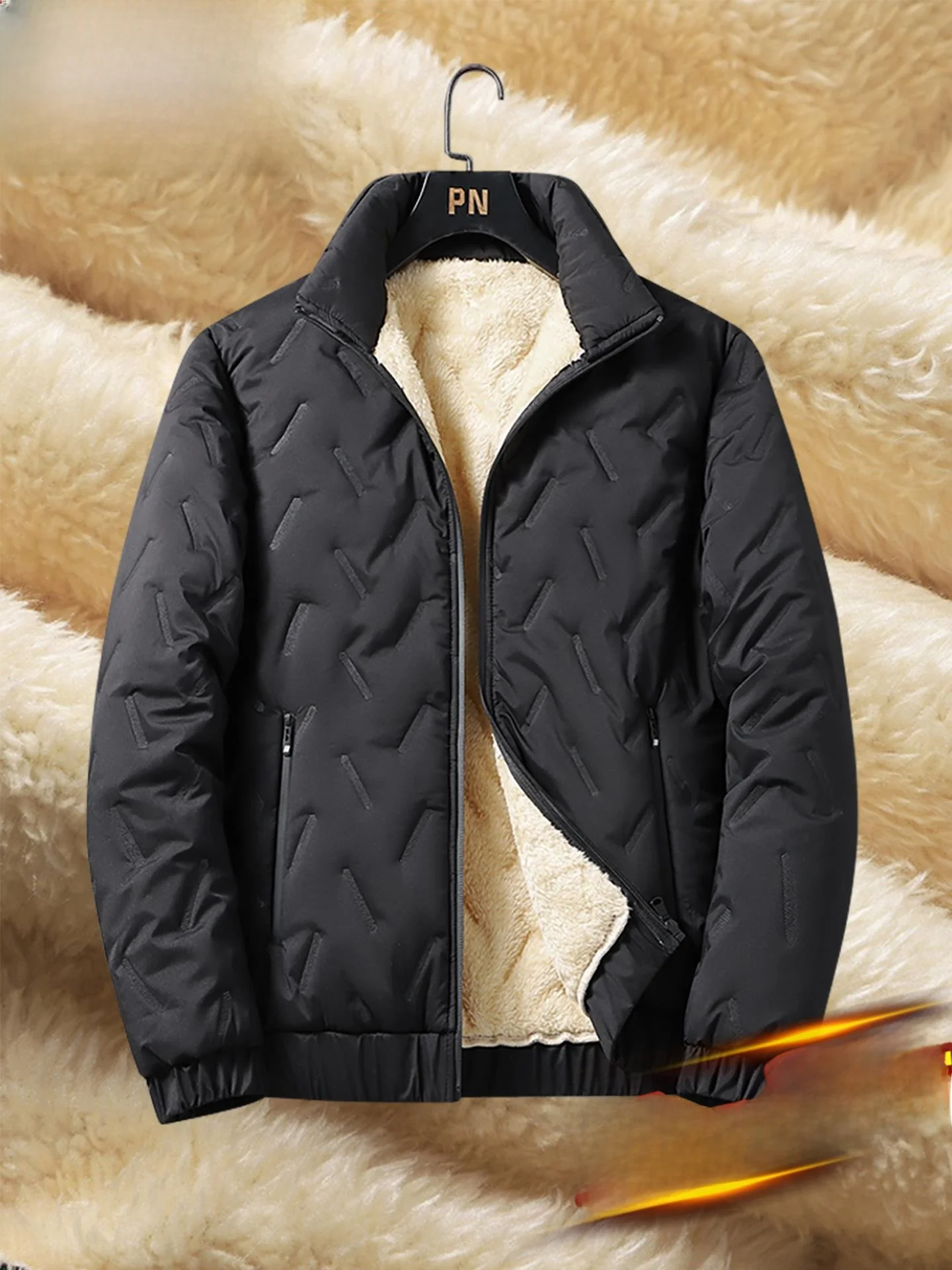 

Men's down Cotton Jaet ort Thiened Warm Casual Outerwear Fce Lined Autumn Winter Cozy Polyester Fiber Faion Urban ...