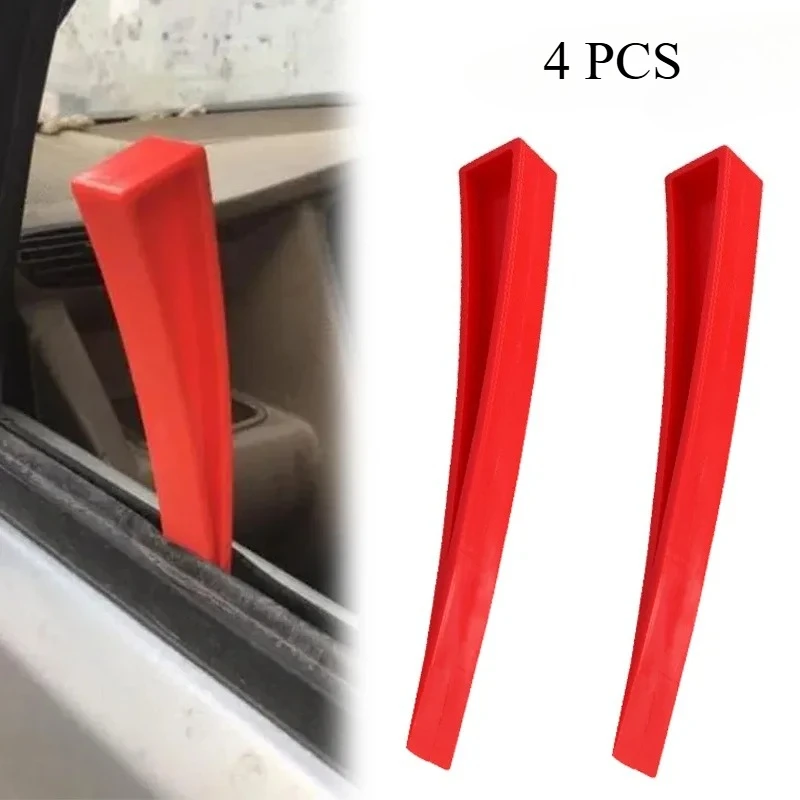 4pcs Red Car Dent Repair Tool Auto Car Universal Crowbar Enlarger Door Window Wedge Panel Paintless Dent Removal Repair Hand Too