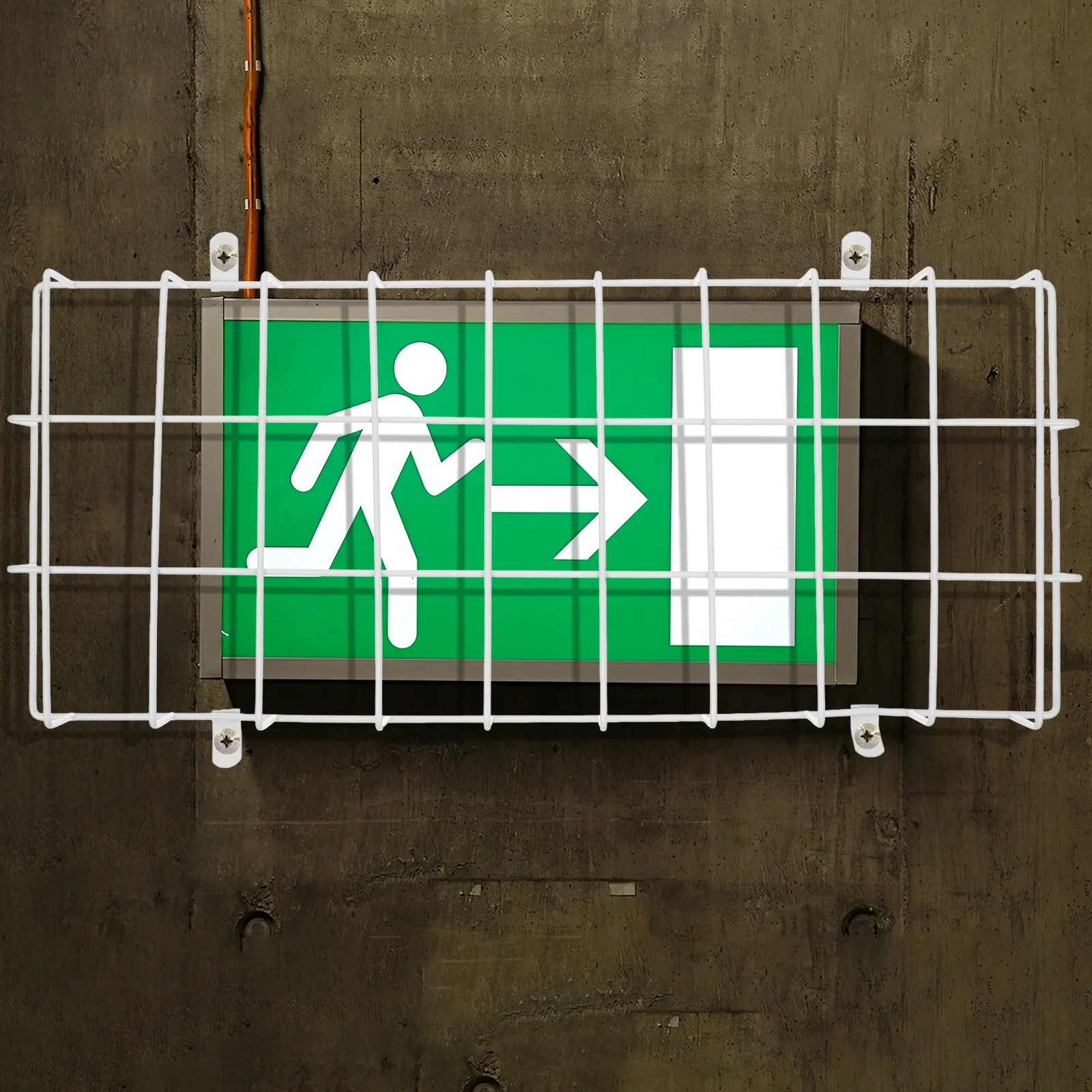 سهلة التركيب علامة الخروج قفص الحرس حامي ضوء الطوارئ التجارية تصميم بسيط علامة خروج قفص ضوء الطوارئ الحرس #4