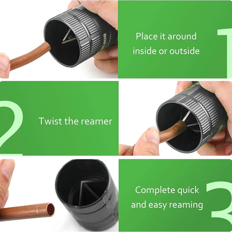 DT19 Pipe Reamer Tool, Pipe Deburring for Edge Trimmer Scraper for Copper PVC, 1/4-5/8Inch, Metal Casing, Handheld Plumbing
