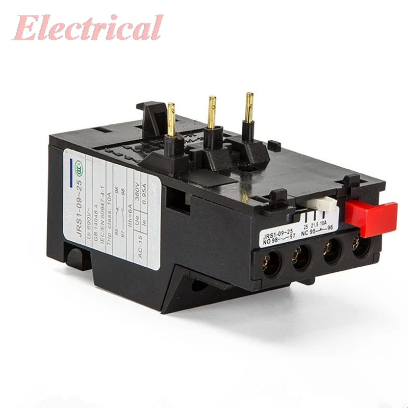 1pc Thermal Overload Relay JRS1 Manual Reset Motor Protection 3 Poles 1NO+1NC Auxiliary Contact Plug-in Installation