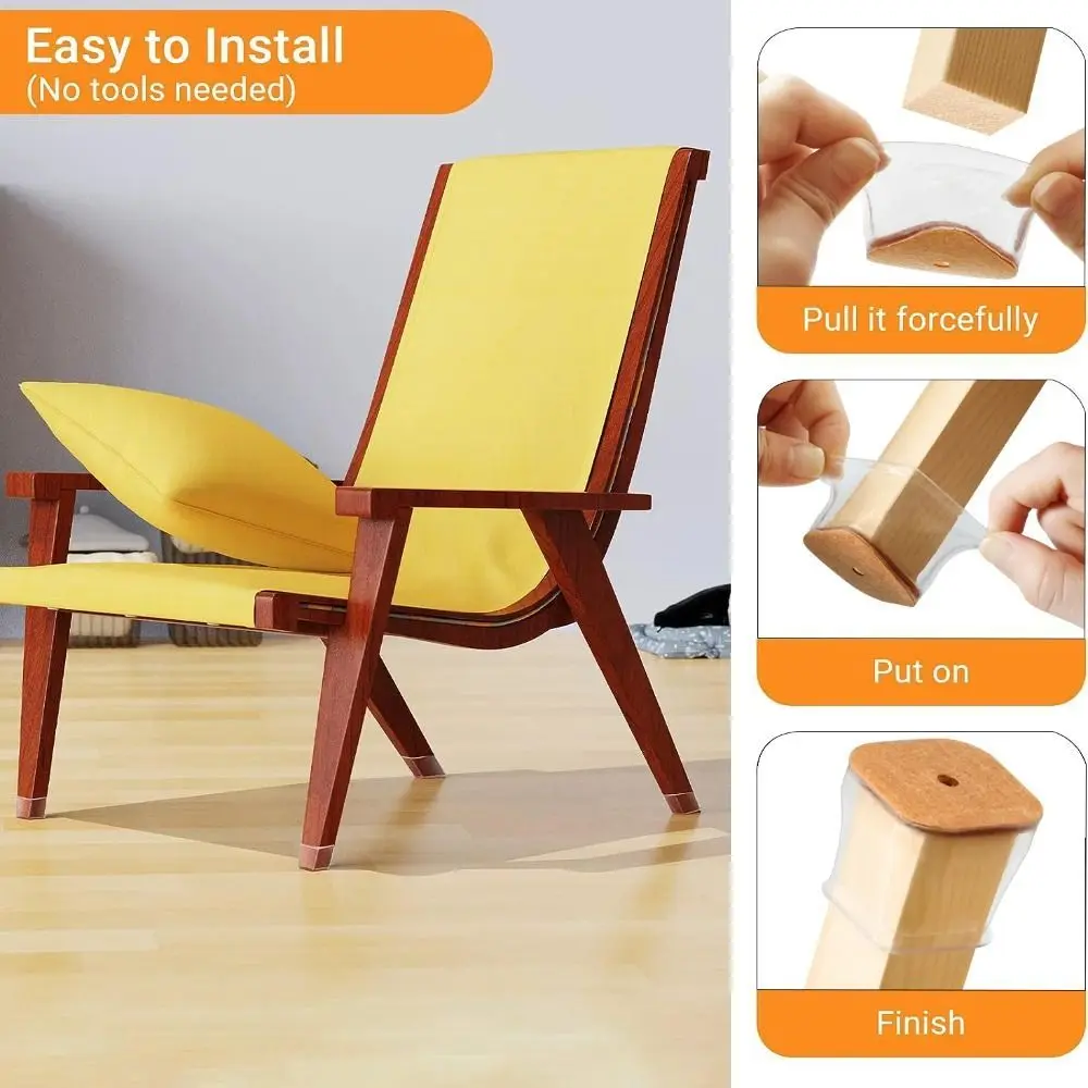 Floor Protectors Chair Leg Cover Non-Slip Reduce Noise Chair Feet Cover Square Thickened Silicone Leg Caps Feet Cap Bottom