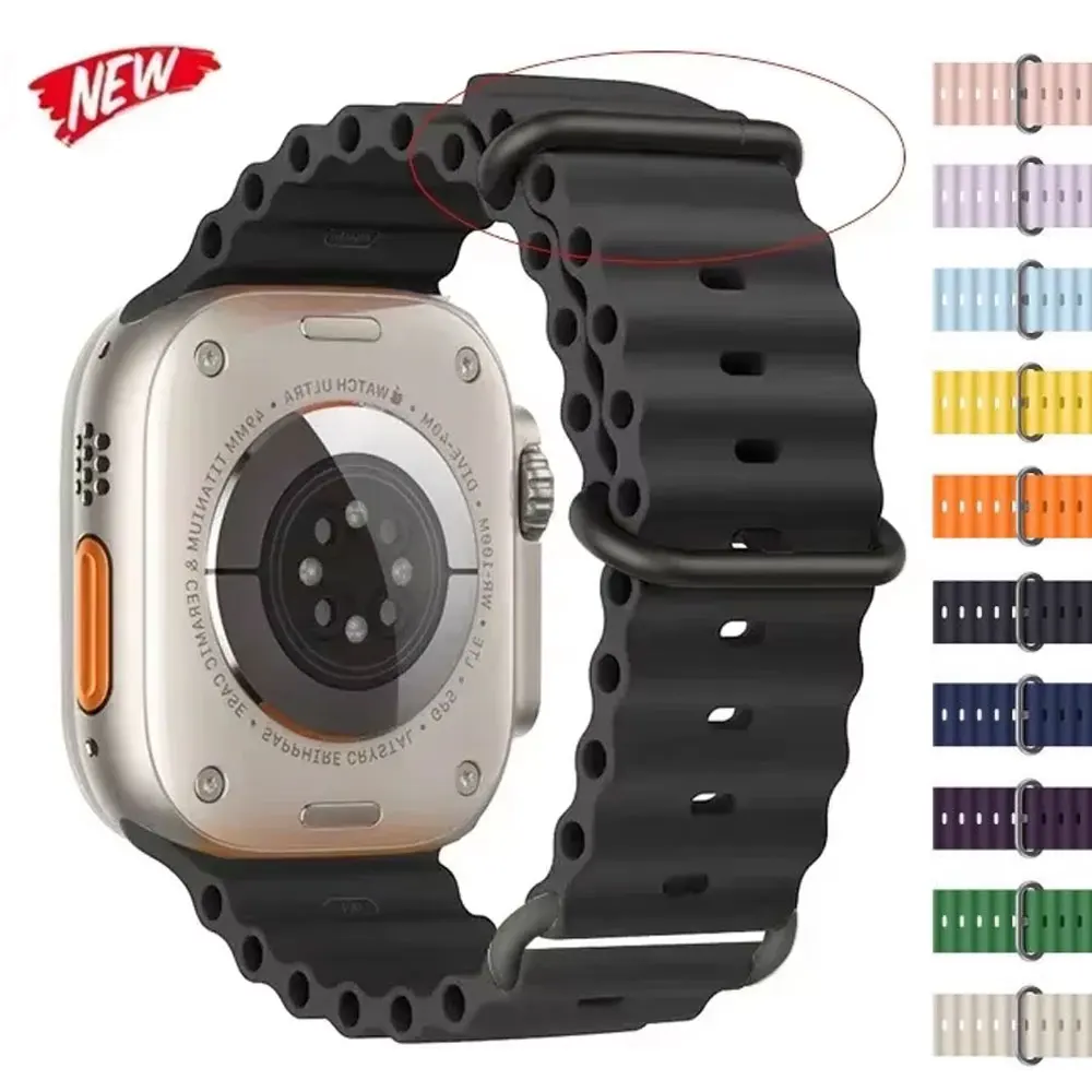 1:1 Ocean Band for Apple Watch Ultra 2 49mm 46mm 44mm 42mm 40mm 45mm 41mm bracelet correa iWatch Straps series 10 7 6 3 se 8 9
