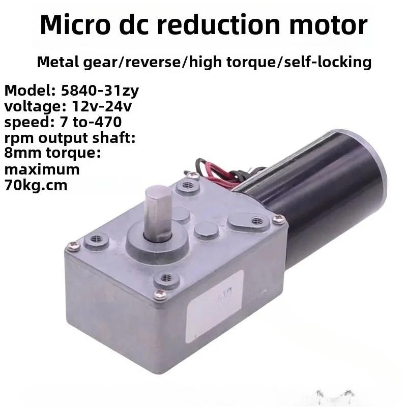 5840-31ZY Miniature DC Gear Motor 12V24V Large Torque Intelligent Clothes Drying Curtain Machine Worm Self-locking