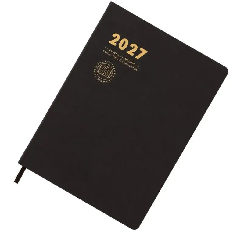 2027 Lined Schedule Planner with 200-300 Pages, PU Cover, Lay-Flat Binding and 2 Ribbon Bookmarks for Active Sections D2RC