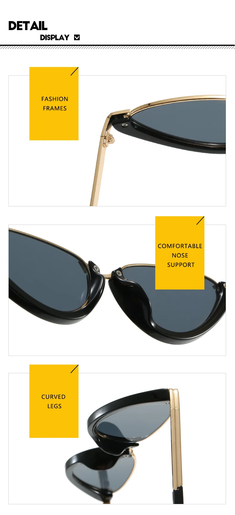 Modische Cat-Eye-Sonnenbrille für Damen und Herren, Retro, beliebt, hochwertige Sonnenbrille, Reise-Sonnenbrille, UV400-Schutz – Detail 12