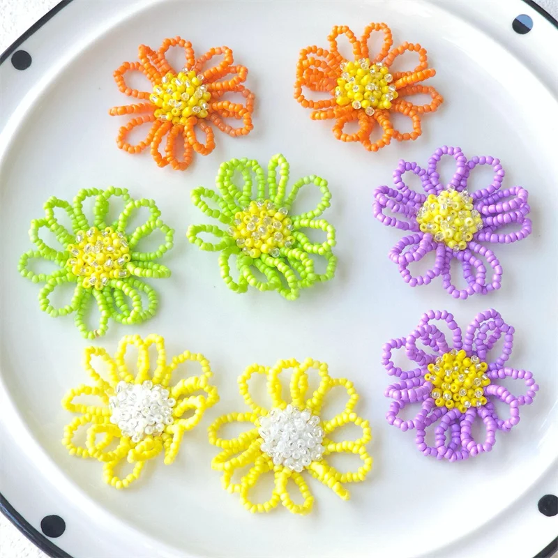 

Min order 20pcs/lot 40mm color acrylic beads decoration handmade flowers shape beads diy jewelry garment hair accessory