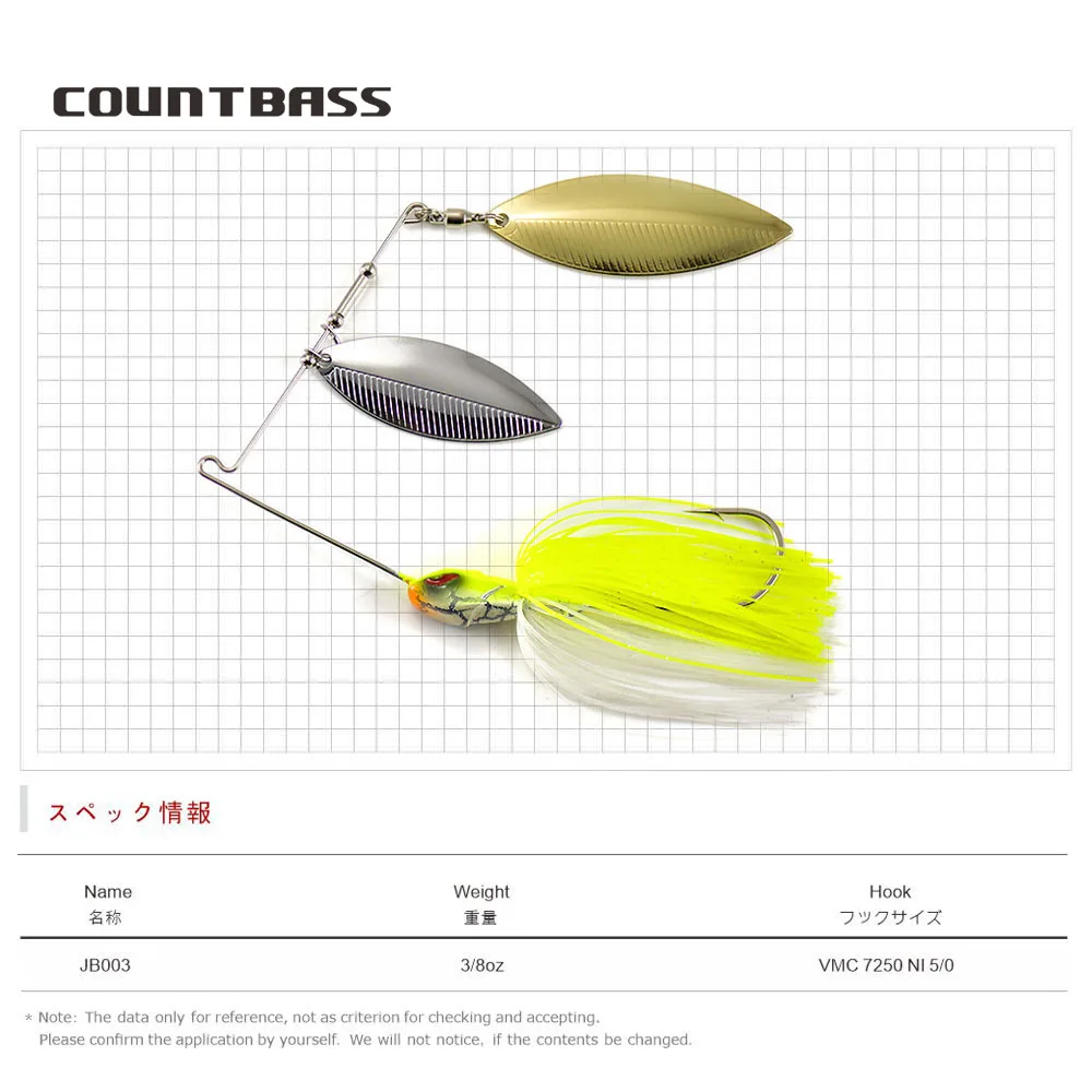 COUNTBASS 1/2oz Spinnerbaits with VMC hook 5/0 Bass Fishing Lures Silicone Skirt Wire Baitss