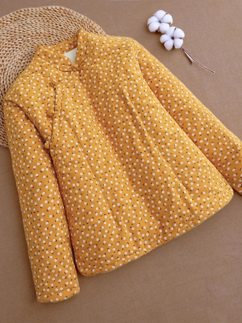 القطن الخالص وسادة مبطنة للنساء جديد النمط الصيني مشبك سليم صالح سميكة ودافئة الرجعية الخريف الشتاء معطف أعلى w342