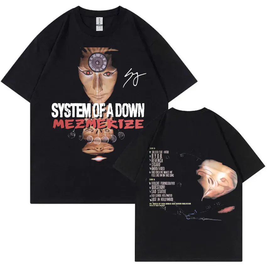 90s Rock Band System of A Down Mezmerize Graphic T-shirts Men Women Alternative Metal Tshirt Male Vintage Oversized Streetwear